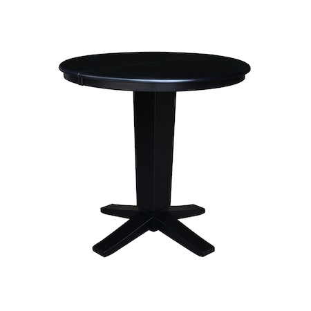 International Concepts 36 in. Solid Wood Round Top Pedestal Table with 12 in. Leaf - 36.1 in.High - Dining Height in Black K46-36RXT-23B-36